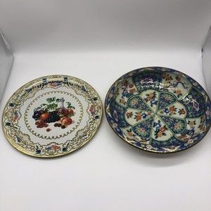 Vintage Daher Decorated ware tin tray and bowl made in England 2 Piece lot
